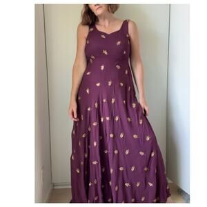 Nila Anarkali Sani Silk Embellished Dress Burgandy Maxi Dress Dupatta Size 4